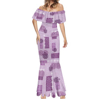Vintage Lapita Mermaid Dress Iconic Double Face Pattern Violet