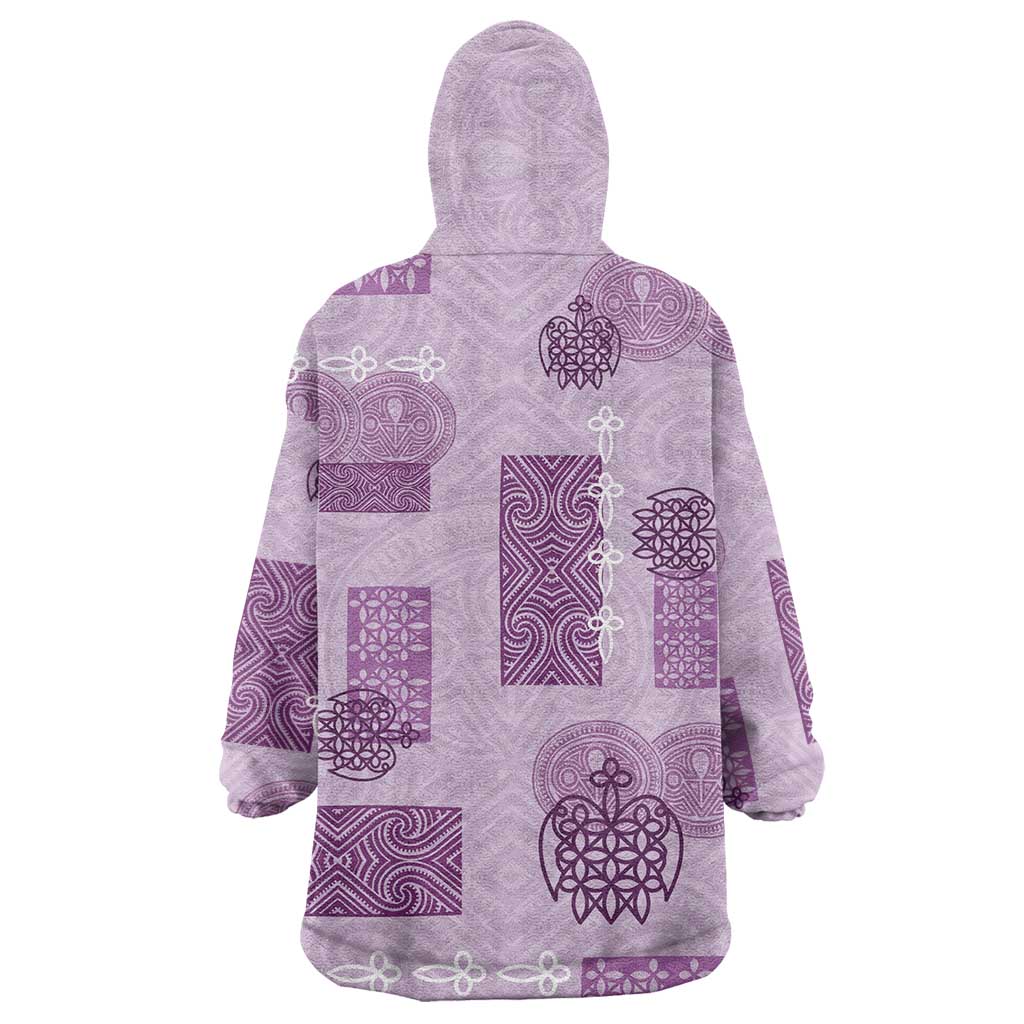 Vintage Lapita Wearable Blanket Hoodie Iconic Double Face Pattern Violet