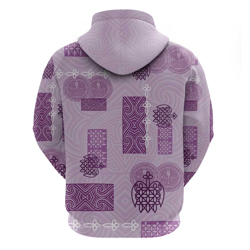 Vintage Lapita Zip Hoodie Iconic Double Face Pattern Violet LT05 - Polynesian Pride