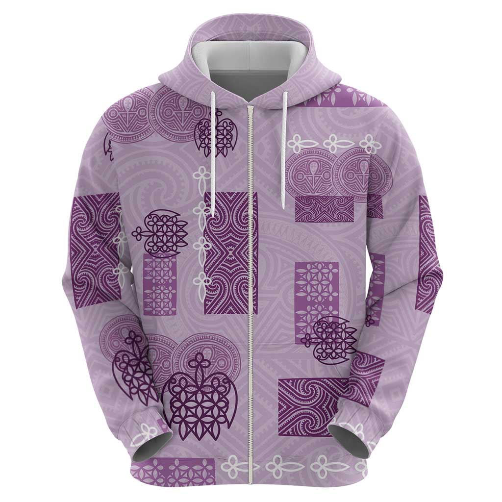 Vintage Lapita Zip Hoodie Iconic Double Face Pattern Violet LT05 - Polynesian Pride