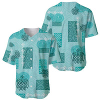 Vintage Lapita Baseball Jersey Iconic Double Face Pattern Turquoise LT05