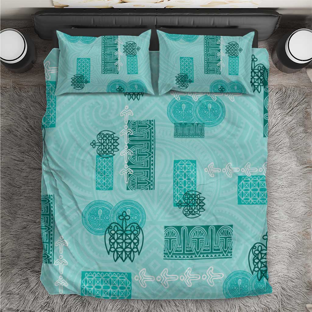 Vintage Lapita Bedding Set Iconic Double Face Pattern Turquoise LT05 Turquoise - Polynesian Pride