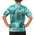 Vintage Lapita Family Matching Long Sleeve Bodycon Dress and Hawaiian Shirt Iconic Double Face Pattern Turquoise LT05