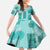 Vintage Lapita Family Matching Off The Shoulder Long Sleeve Dress and Hawaiian Shirt Iconic Double Face Pattern Turquoise LT05