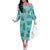 Vintage Lapita Family Matching Off The Shoulder Long Sleeve Dress and Hawaiian Shirt Iconic Double Face Pattern Turquoise LT05
