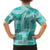 Vintage Lapita Family Matching Short Sleeve Bodycon Dress and Hawaiian Shirt Iconic Double Face Pattern Turquoise LT05