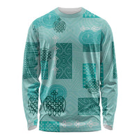 Vintage Lapita Long Sleeve Shirt Iconic Double Face Pattern Turquoise LT05
