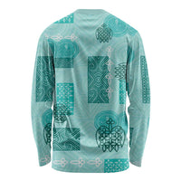 Vintage Lapita Long Sleeve Shirt Iconic Double Face Pattern Turquoise LT05