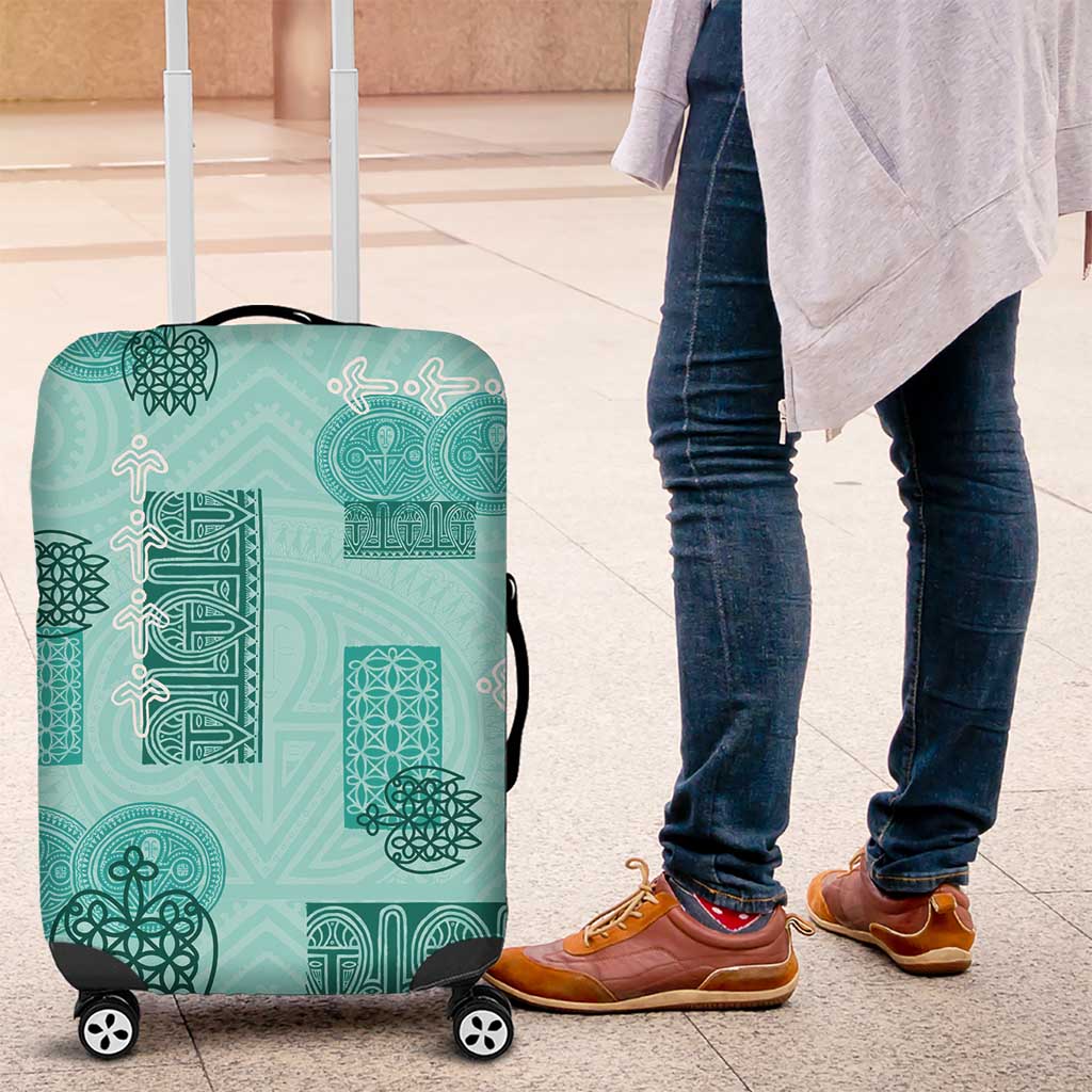 Vintage Lapita Luggage Cover Iconic Double Face Pattern Turquoise LT05 Turquoise - Polynesian Pride