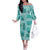 Vintage Lapita Off The Shoulder Long Sleeve Dress Iconic Double Face Pattern Turquoise LT05