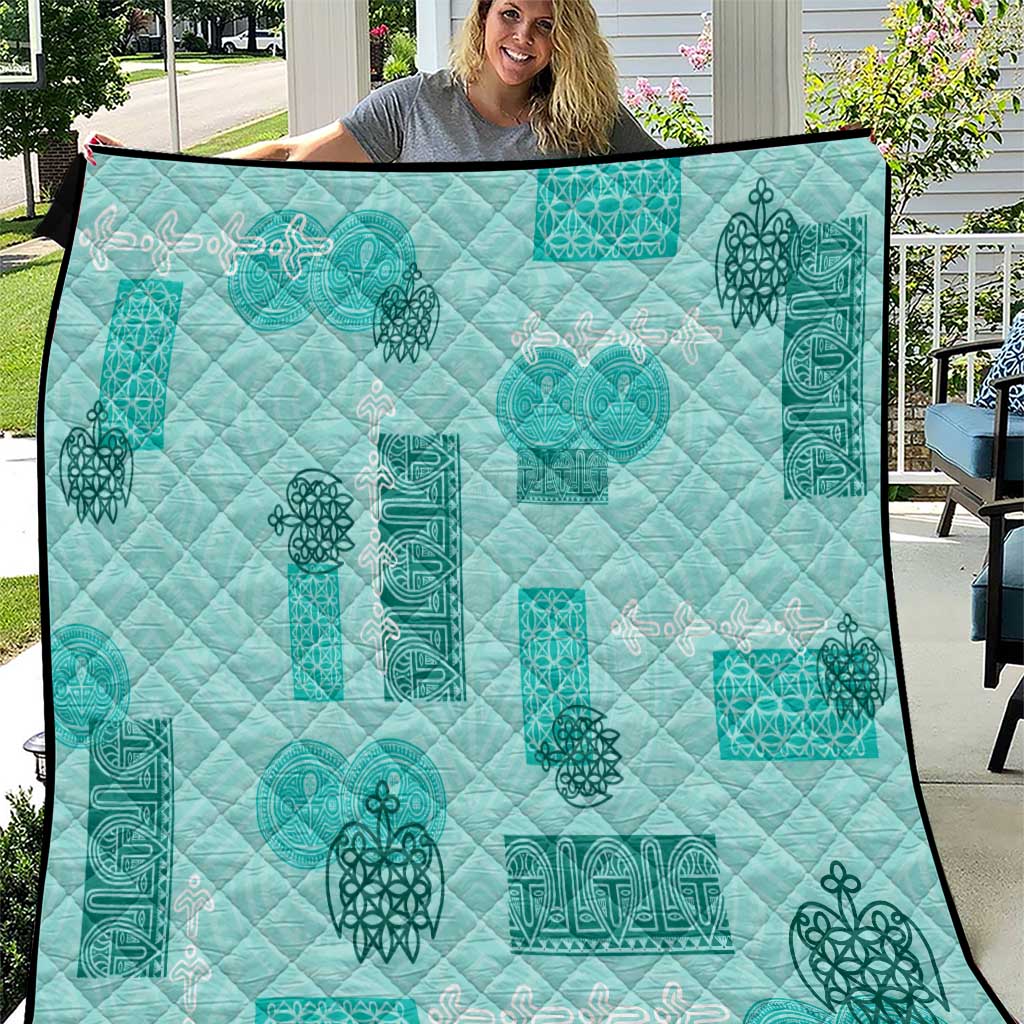 Vintage Lapita Quilt Iconic Double Face Pattern Turquoise LT05 Turquoise - Polynesian Pride