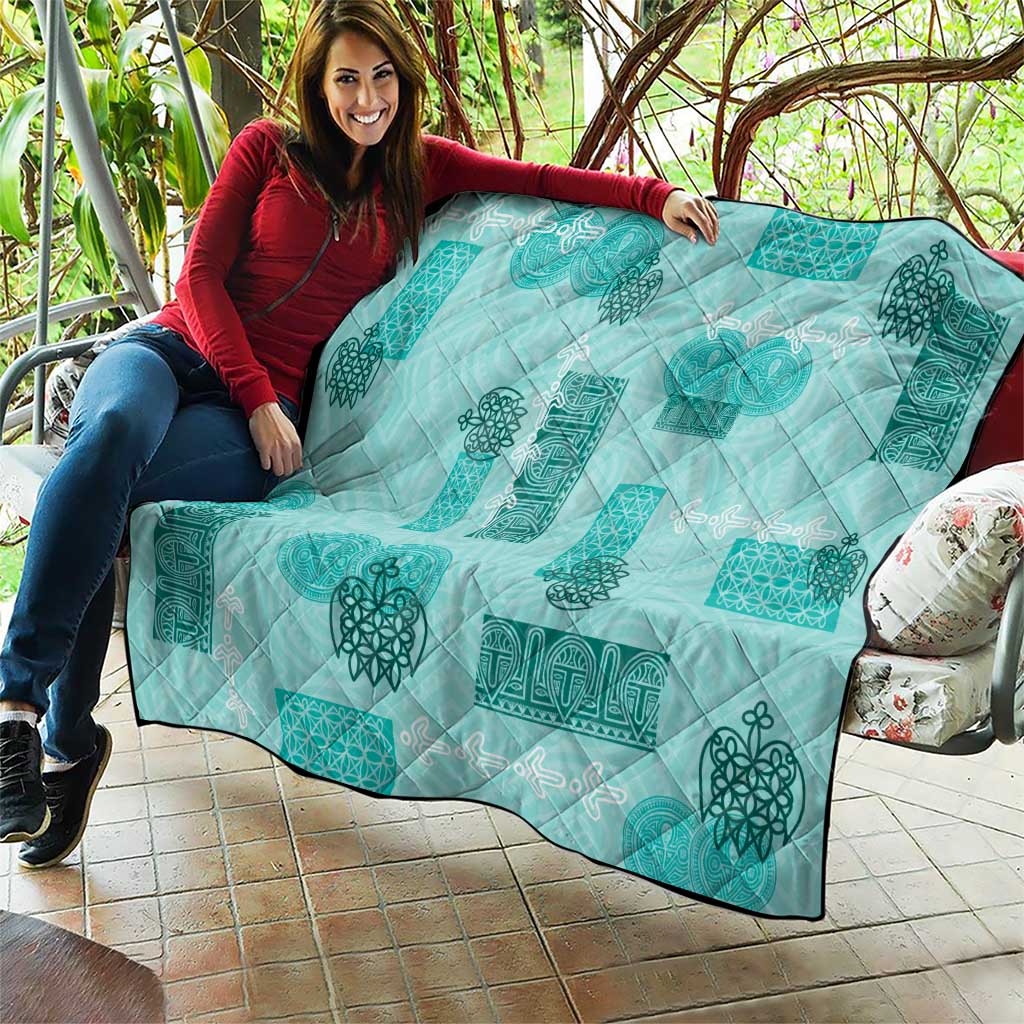 Vintage Lapita Quilt Iconic Double Face Pattern Turquoise LT05 - Polynesian Pride