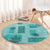 Vintage Lapita Round Carpet Iconic Double Face Pattern Turquoise
