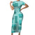 Vintage Lapita Short Sleeve Bodycon Dress Iconic Double Face Pattern Turquoise LT05