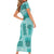 Vintage Lapita Short Sleeve Bodycon Dress Iconic Double Face Pattern Turquoise LT05