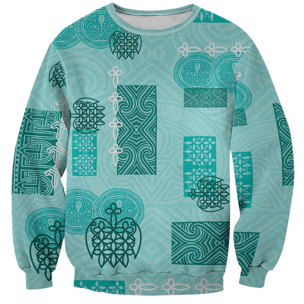 Vintage Lapita Sweatshirt Iconic Double Face Pattern Turquoise LT05