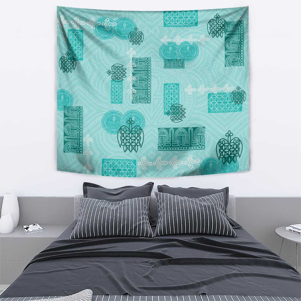 Vintage Lapita Tapestry Iconic Double Face Pattern Turquoise