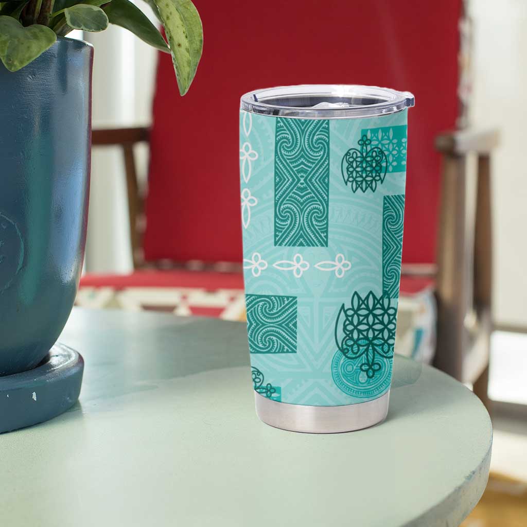 Vintage Lapita Tumbler Cup Iconic Double Face Pattern Turquoise