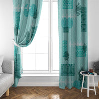 Vintage Lapita Window Curtain Iconic Double Face Pattern Turquoise