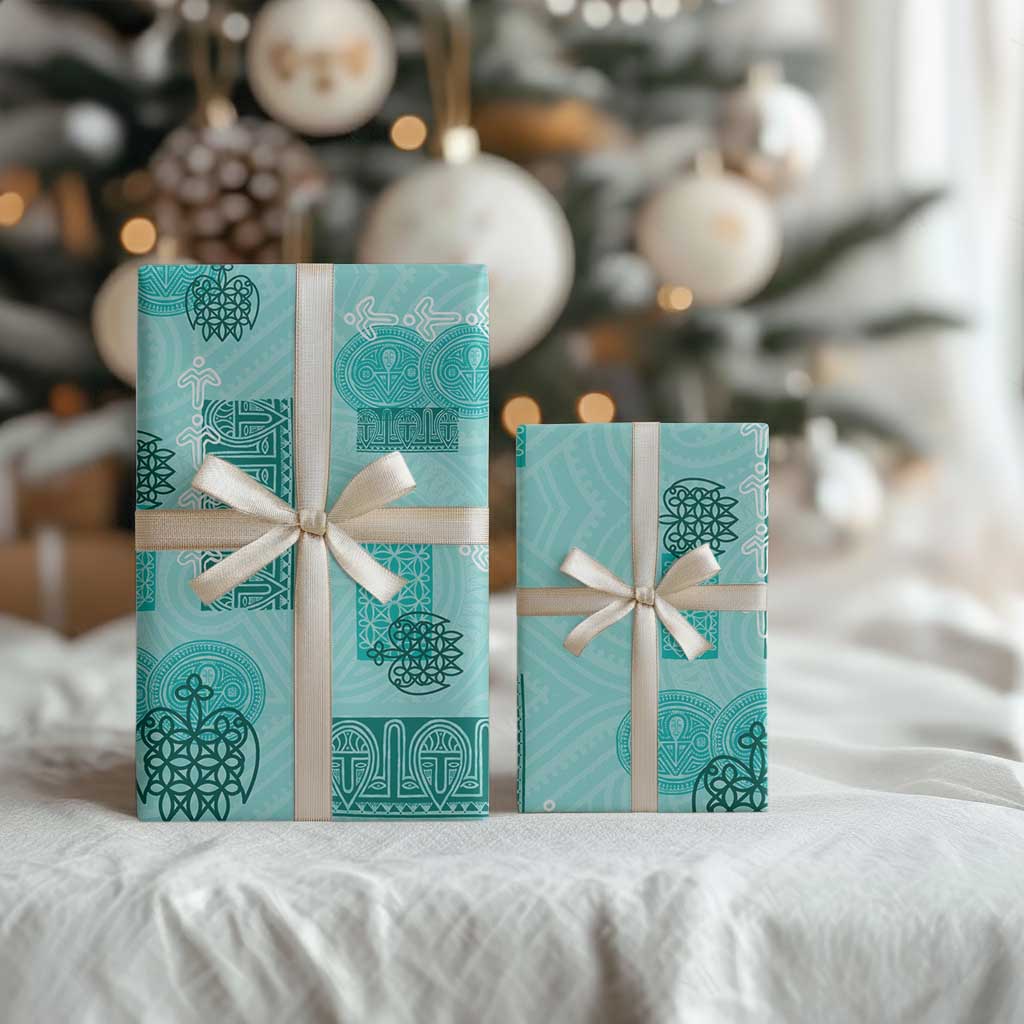 Vintage Lapita Wrapping Paper Iconic Double Face Pattern Turquoise - Polynesian Pride