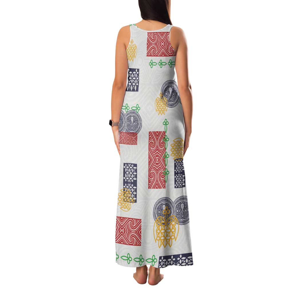 Vintage Lapita Family Matching Tank Maxi Dress and Hawaiian Shirt Iconic Double Face Pattern