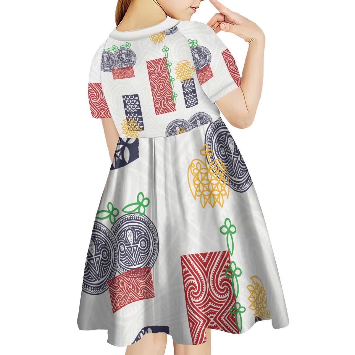 Vintage Lapita Kid Short Sleeve Dress Iconic Double Face Pattern