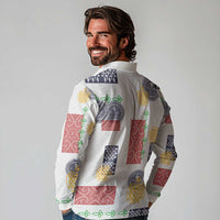 Vintage Lapita Long Sleeve Polo Shirt Iconic Double Face Pattern