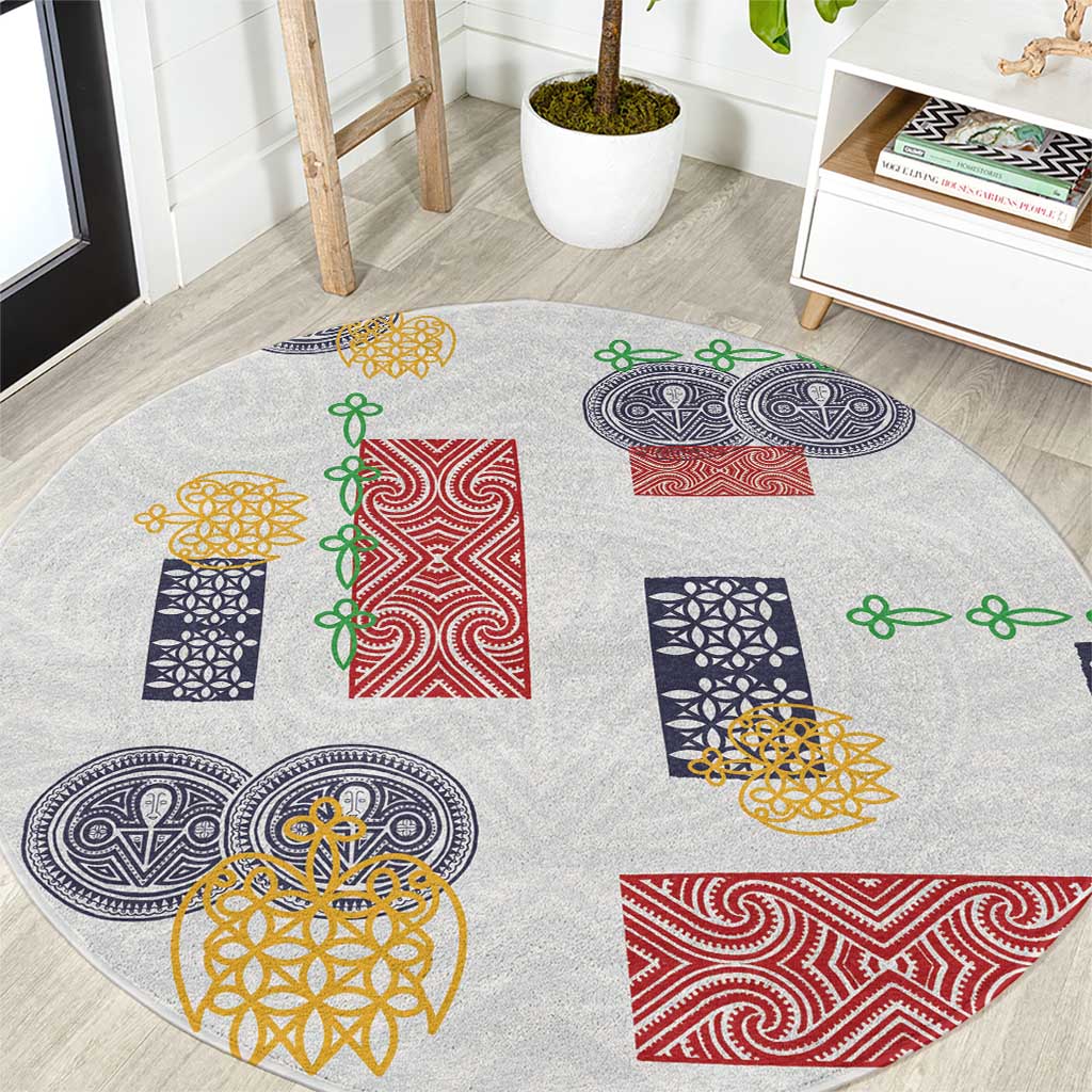 Vintage Lapita Round Carpet Iconic Double Face Pattern LT05 Colorful - Polynesian Pride