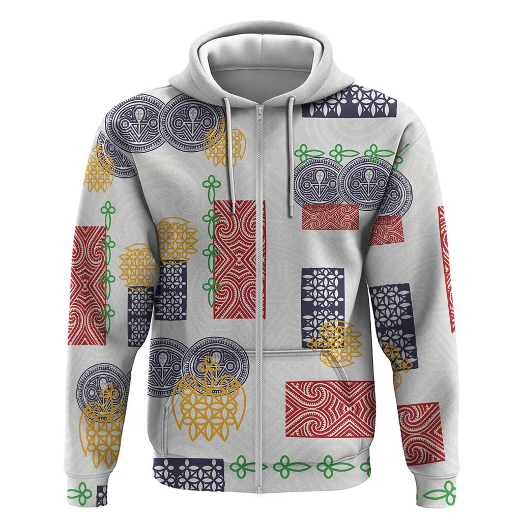 Vintage Lapita Zip Hoodie Iconic Double Face Pattern LT05 Zip Hoodie Colorful - Polynesian Pride