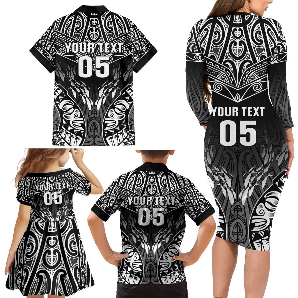 Custom New Zealand Fishing Family Matching Long Sleeve Bodycon Dress and Hawaiian Shirt Aotearoa Maori Koru - Polynesian Pride