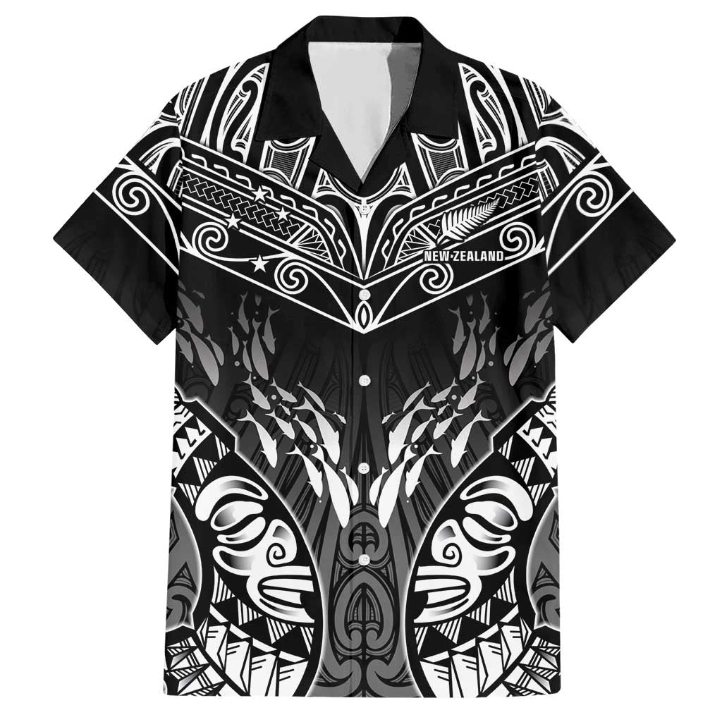 Custom New Zealand Fishing Hawaiian Shirt Aotearoa Maori Koru LT05 Black - Polynesian Pride