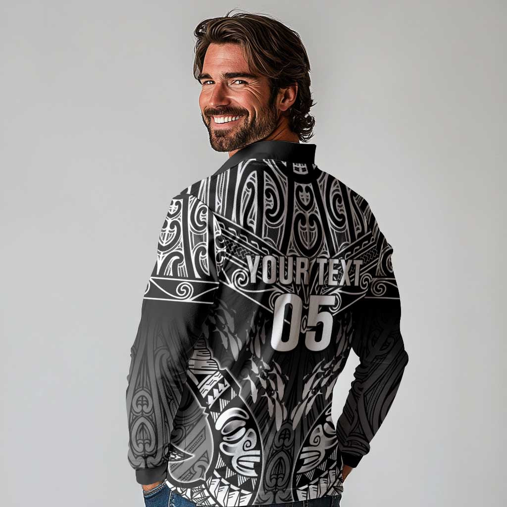 Custom New Zealand Fishing Long Sleeve Polo Shirt Aotearoa Maori Koru - Polynesian Pride