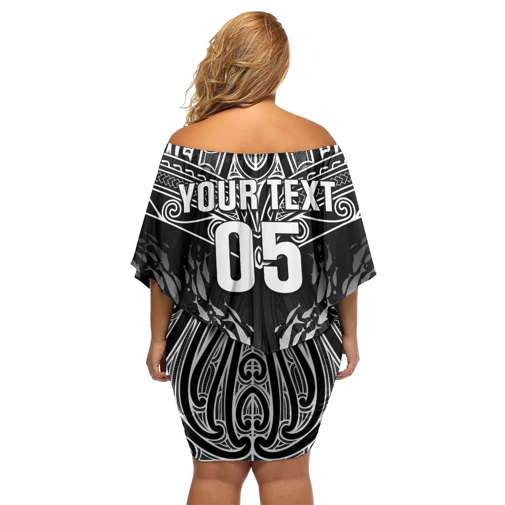Custom New Zealand Fishing Off Shoulder Short Dress Aotearoa Maori Koru - Polynesian Pride