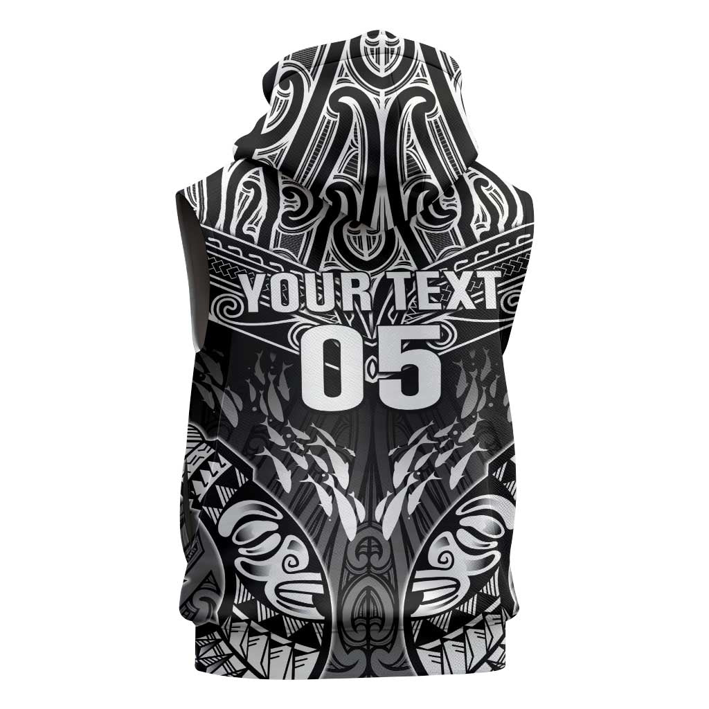 Custom New Zealand Fishing Sleeveless Hoodie Aotearoa Maori Koru - Polynesian Pride