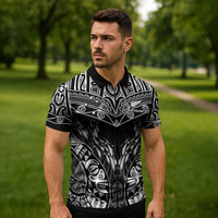 Custom New Zealand Fishing Zipper Polo Shirt Aotearoa Maori Koru - Polynesian Pride