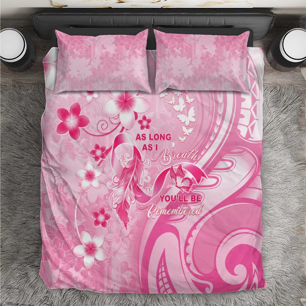 Memorial Pink Breast Cancer Awareness Bedding Set Plumeria Floral Tribal Pattern - Polynesian Pride