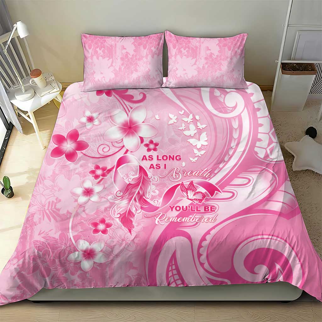 Memorial Pink Breast Cancer Awareness Bedding Set Plumeria Floral Tribal Pattern - Polynesian Pride