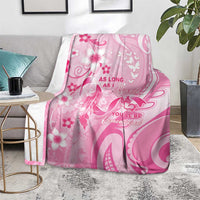 Memorial Pink Breast Cancer Awareness Blanket Plumeria Floral Tribal Pattern - Polynesian Pride