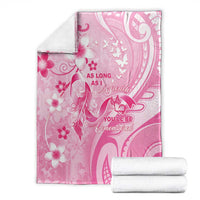 Memorial Pink Breast Cancer Awareness Blanket Plumeria Floral Tribal Pattern - Polynesian Pride