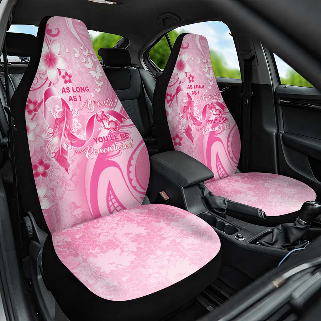 Memorial Pink Breast Cancer Awareness Car Seat Cover Plumeria Floral Tribal Pattern - Polynesian Pride
