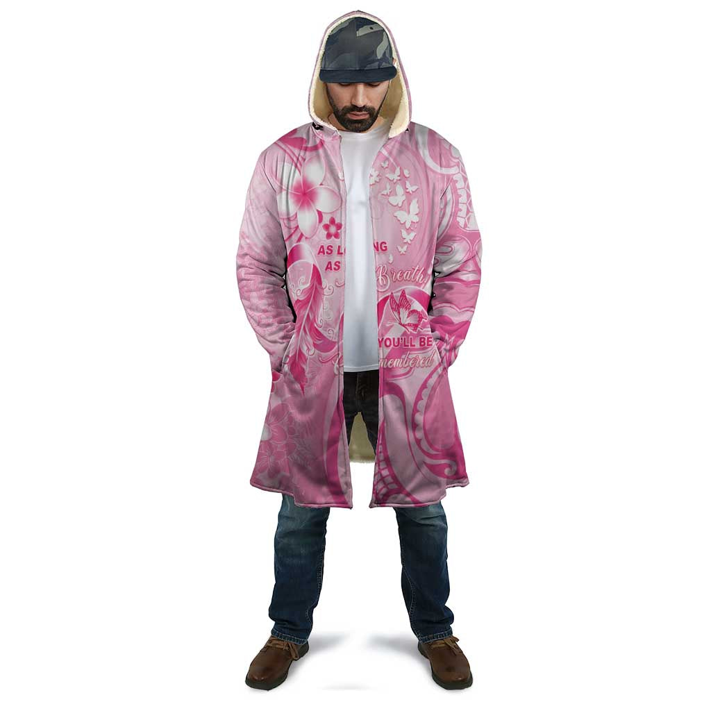 Personalised Memorial Pink Breast Cancer Awareness Cloak Plumeria Floral Tribal Pattern - Polynesian Pride