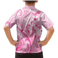 Personalised Memorial Pink Breast Cancer Awareness Family Matching Mermaid Dress and Hawaiian Shirt Plumeria Floral Tribal Pattern - Polynesian Pride