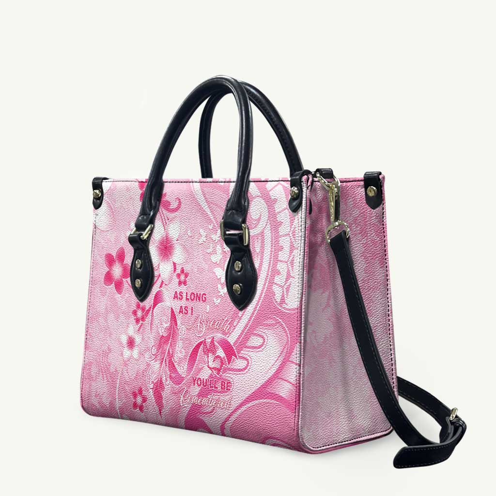 Memorial Pink Breast Cancer Awareness Leather Bag Plumeria Floral Tribal Pattern - Polynesian Pride