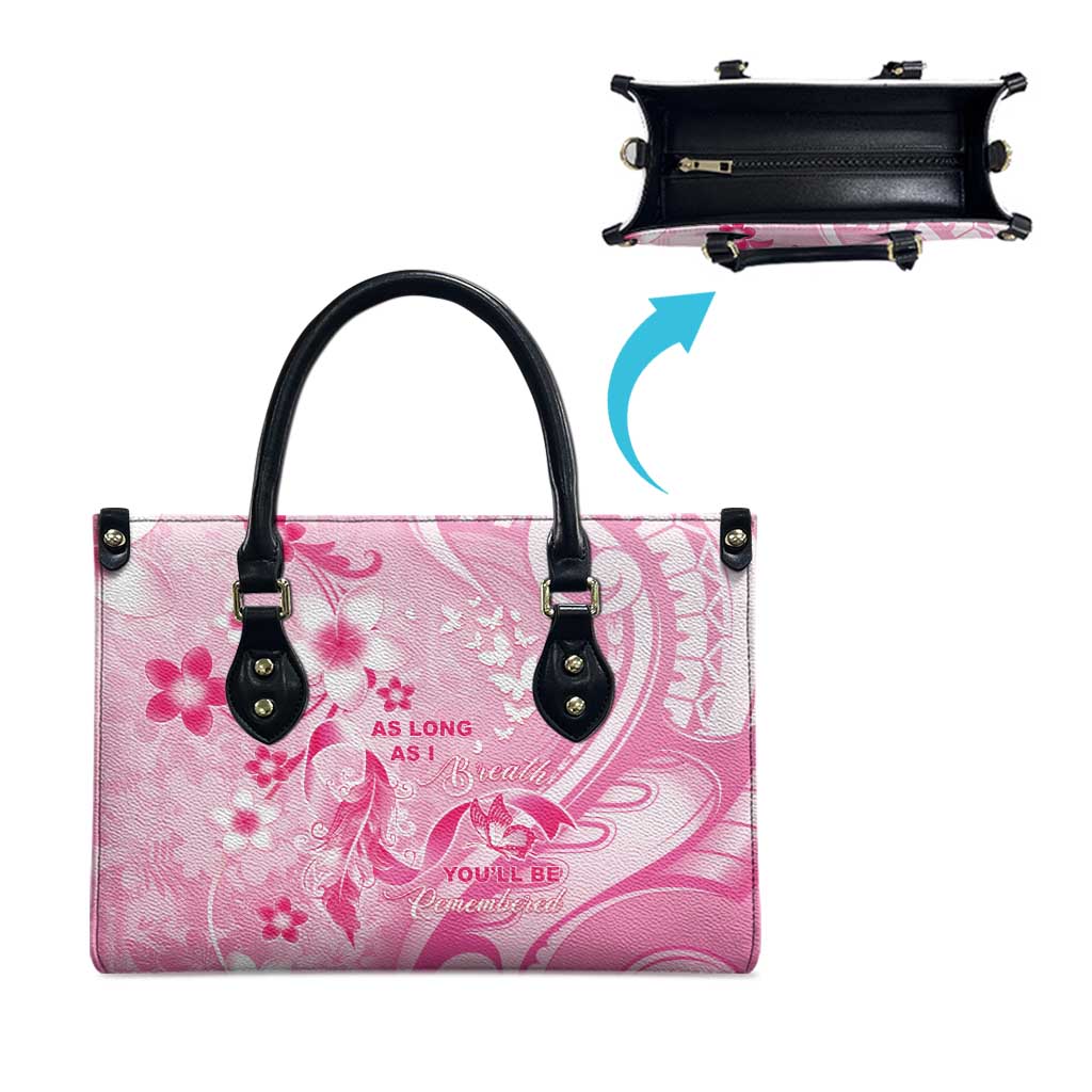 Memorial Pink Breast Cancer Awareness Leather Bag Plumeria Floral Tribal Pattern LT05 - Polynesian Pride