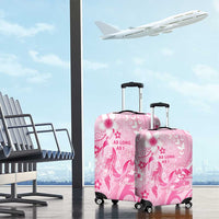 Memorial Pink Breast Cancer Awareness Luggage Cover Plumeria Floral Tribal Pattern - Polynesian Pride