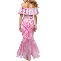 Personalised Memorial Pink Breast Cancer Awareness Mermaid Dress Plumeria Floral Tribal Pattern - Polynesian Pride