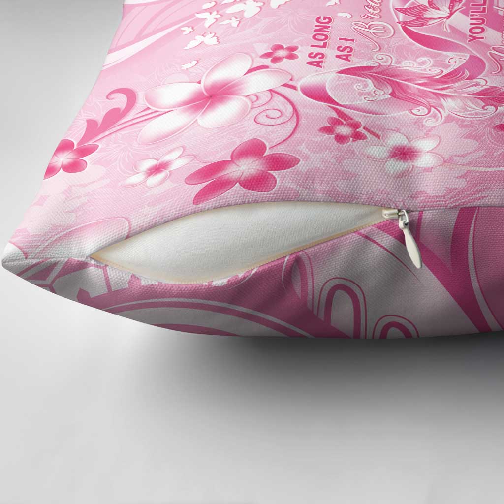 Memorial Pink Breast Cancer Awareness Pillow Cover Plumeria Floral Tribal Pattern - Polynesian Pride