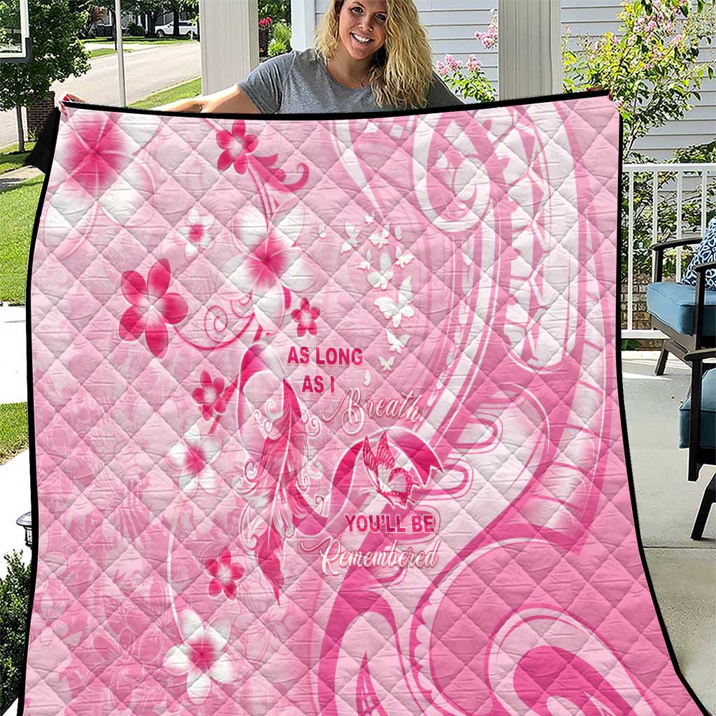 Memorial Pink Breast Cancer Awareness Quilt Plumeria Floral Tribal Pattern LT05 Pink - Polynesian Pride