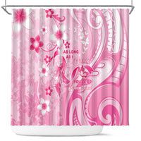 Memorial Pink Breast Cancer Awareness Shower Curtain Plumeria Floral Tribal Pattern - Polynesian Pride