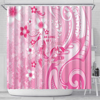 Memorial Pink Breast Cancer Awareness Shower Curtain Plumeria Floral Tribal Pattern - Polynesian Pride